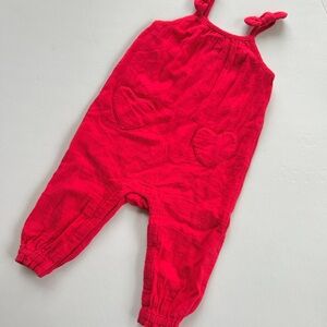 Old Navy Bright Red Kids Romper with Heart Pockets
